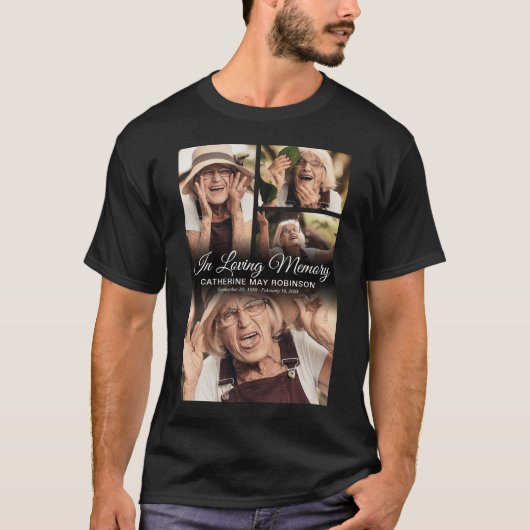 4 Foto in Loving Memory Memorial T-shirt (Voorkant)