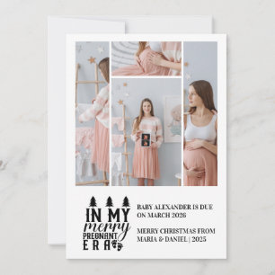 4 Foto in mijn vrolijke zwangere tijdperk Kerstmis Feestdagenkaart