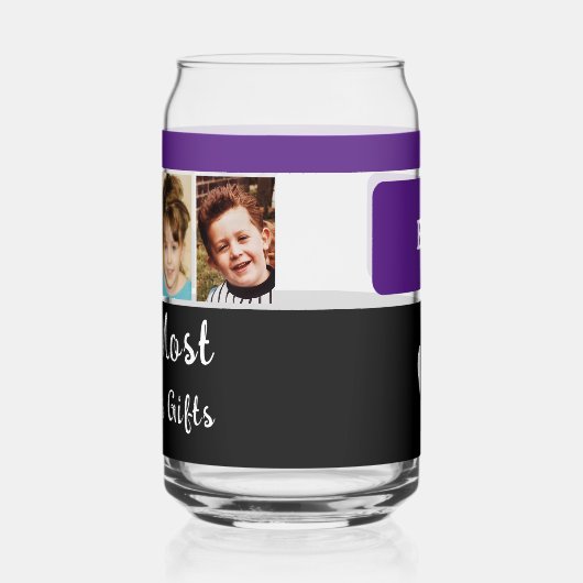 4 foto initialen toevoegen zwart paarse blikvorm glas (Links)