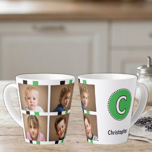 4 foto initiële naam zwart groen latte mok