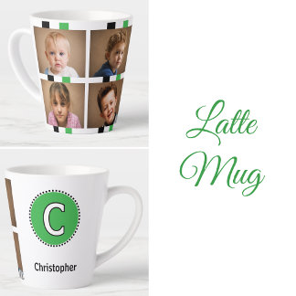 4 foto initiële naam zwart groen latte mok
