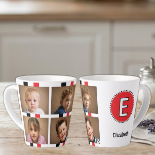 4 foto initiële naam zwart rood latte mok