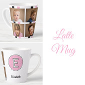 4 foto initiële naam zwart roze latte mok