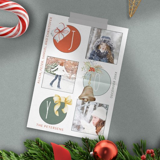 4 foto-inklage retro modern kerstfeest feestdagenkaart