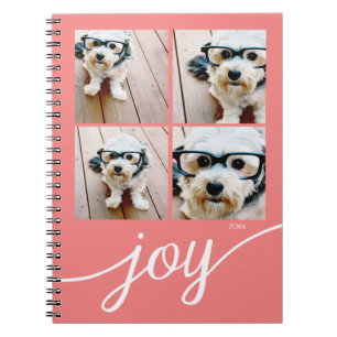 4 Foto Instagram Collage met Holiday Joy Coral Notitieboek