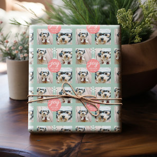 4 Foto Instagram Collage met Holiday Joy Mint Cadeaupapier