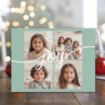 4 Foto Instagram Collage met Joy - Mint Feestdagenkaart<br><div class="desc">Gebruik 4 vierkante afbeeldingen om een uniek en trendy Merry-kerstmemento te maken. Als u om het even wat rond moet bewegen,  klik op de aanpassingsknoop om veranderingen aan te brengen.</div>