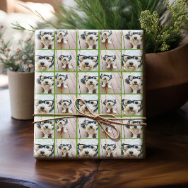 4 Foto Instagram Collage met Kerstvreugde Groen Cadeaupapier