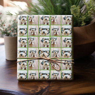 4 Foto Instagram Collage met Kerstvreugde Groen Cadeaupapier