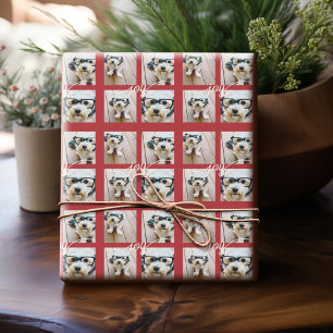 4 Foto Instagram Collage met Kerstvreugde Rood Cadeaupapier