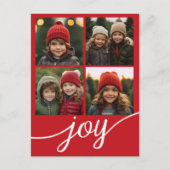 4 Foto Instagram Collage Modern Joy Script Feestdagenkaart (Voorkant)