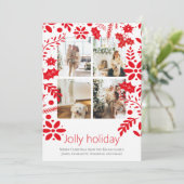 4 Foto Jolly Holiday Nordic Bloem Kerstmis Kaart (Staand voorkant)