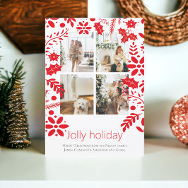 4 Foto Jolly Holiday Nordic Bloem Kerstmis Kaart