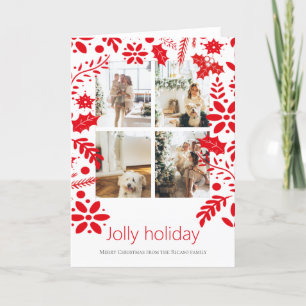 4 Foto Jolly Holiday Nordic Flower Christmas Feestdagen Kaart