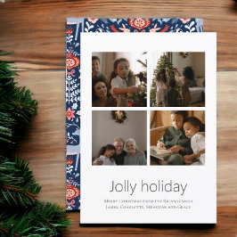 4 Foto Jolly Holiday Nordic Patroon Kerstmis Kaart