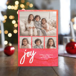 4 Foto Joy Merry Kerstmis Minimal Red Waterverf Feestdagenkaart<br><div class="desc">Gebruik vier vierkante foto's en maak een unieke en trendy Merry kerstgroet met een helder en vrolijk waterverf patroon op de rug. Als u om het even wat rond moet bewegen,  klik op de aanpassingsknoop om veranderingen aan te brengen.</div>