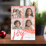 4 Foto Joy Merry Waterverf Red Feestdagenkaart<br><div class="desc">Gebruik vier vierkante foto's en maak een unieke en trendy Merry kerstgroet met een helder en vrolijk waterverf patroon op de rug. Als u om het even wat rond moet bewegen,  klik op de aanpassingsknoop om veranderingen aan te brengen.</div>
