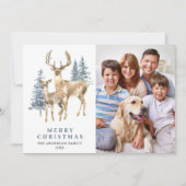 4 FOTO-kerst met legant deer Pine-boom Feestdagenkaart (Voorkant)