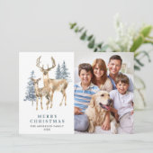 4 FOTO-kerst met legant deer Pine-boom Feestdagenkaart (Staand voorkant)