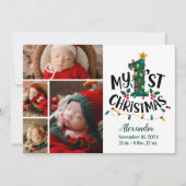 4 Foto Kerstboom Lichten Eerste Kerstmis Feestdagenkaart (Voorkant)