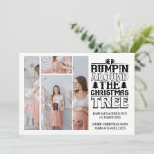 4 Foto Kerstboom Zwangerschapsaankondiging Feestdagenkaart (Staand voorkant)