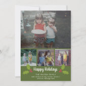 4 Foto kerstcollage - Retro Holly Feestdagenkaart (Voorkant)
