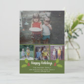 4 Foto kerstcollage - Retro Holly Feestdagenkaart (Staand voorkant)