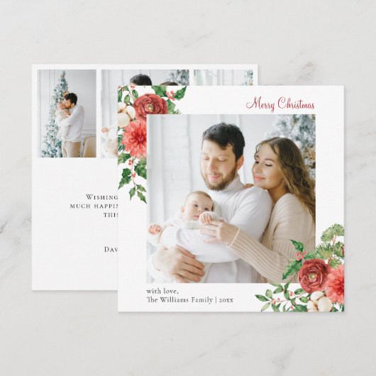 4 Foto kerstfeestdag met collage Kaart (Voorkant / Achterkant)