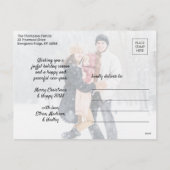 4 Foto Kerstgroen & rustiek grijs hout Feestdagenkaart (Achterkant)