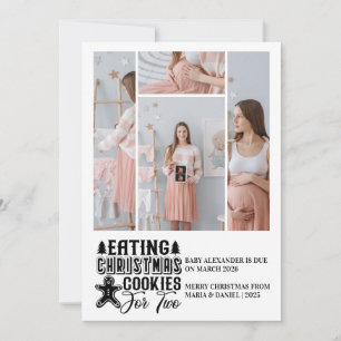 4 Foto Kerstkoekjes voor 2 Zwangerschap Feestdagenkaart