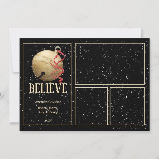 4 Foto Kerstmis JINGLE BELL Feestdagenkaart (Voorkant)