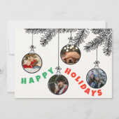 4 Foto Leuke Kerstboom Bulb Flat Vakantie Kaart (Voorkant)