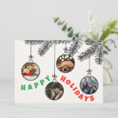 4 Foto Leuke Kerstboom Bulb Flat Vakantie Kaart (Staand voorkant)