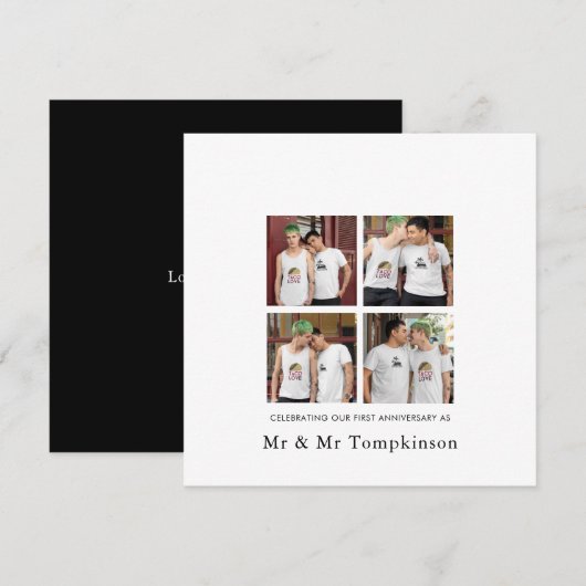 4 foto LGBT Love Husband 1e Jubileum zwart Kaart (Voorkant / Achterkant)