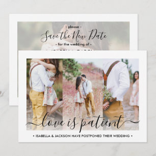 4 Foto Love is Patient Wedding Postponement Save The Date