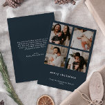 4 Foto Merry Christmas Dark Azure Holiday Kaart<br><div class="desc">Met dit schone en eenvoudige ontwerp kunt u vier favoriete vakantiefoto's laten zien. Met een modern minimalistisch Typewriter-script, straalt deze aangepaste fotokaart een eenvoudige, stijlvolle charme uit. Personaliseer het om een unieke groet te maken die glimlachen naar je geliefden zal brengen dit feestelijke seizoen. Vervang het plaatsaanduidingsprogramma door uw eigen...</div>