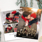 4 FOTO Merry Kerstmis Gold Sparkle Greeting Holi Feestdagenkaart