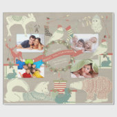 4 Foto met kerstbos Bunny Fox Deer Beer Cadeaupapier (Vlak)
