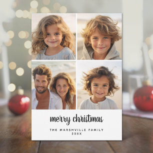4 Foto Minimaal Kerstmis zwart wit Feestdagenkaart