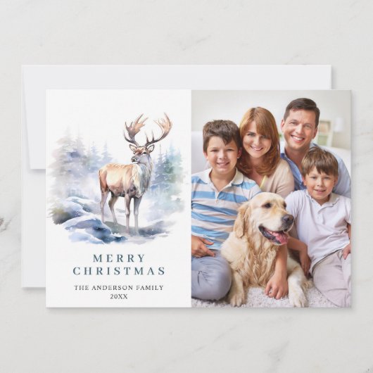 4 FOTO Minimalistische Elegante Herten Kerstmis Feestdagenkaart (Voorkant)