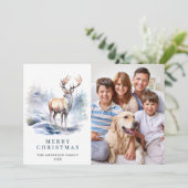 4 FOTO Minimalistische Elegante Herten Kerstmis Feestdagenkaart (Staand voorkant)