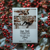 4 Foto minimalistische Pas getrouwd kerst Feestdagenkaart