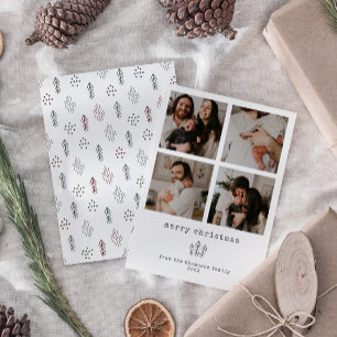 4 foto minimalistische vrolijke kerstvakantie Kaar Feestdagenkaart