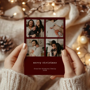 4 foto minimalistische vrolijke kerstvakantie Kaar Feestdagenkaart