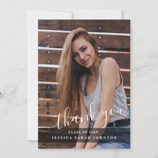 4 Foto Modern Simple Minimalist Afstuderen Bedankkaart (Voorkant)