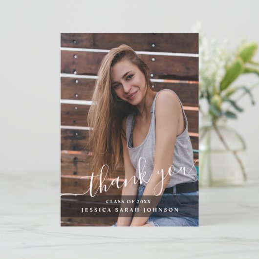 4 Foto Modern Simple Minimalist Afstuderen Bedankkaart (Staand voorkant)