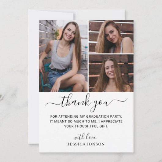 4 Foto Modern Simple Minimalist Afstuderen Bedankkaart (Achterkant)