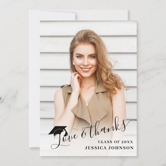 4 Foto Modern Simple Minimalist Afstuderen Bedankkaart (Voorkant)