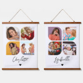 4 Foto Modern Trendy Simple Personalized Names Hangend Wandkleed (Dubbel)