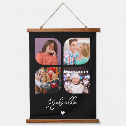 4 Foto Modern Trendy Simple Personalized Names Hangend Wandkleed (Voorkant 2)